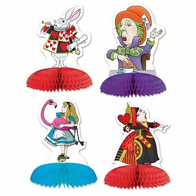 4 X Alice In Wonderland Mini Honeycomb Table Decorations (13cm) Story Book Party • £5.87