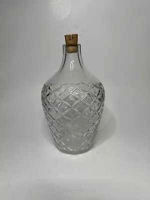 Vintage Crystal Decanter Cork Stopper Clear Thumbprint And Crosshatching Design • $20