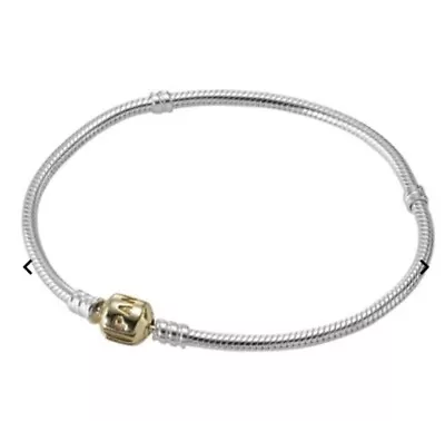 Two Tone Pandora 14ct Gold Clasp Snake Chain Bracelet  & Silver 590702HG & Box • £85