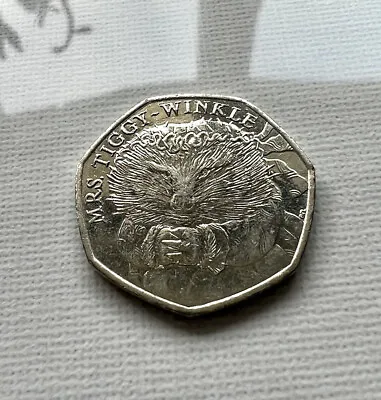 Beatrix Potter Mrs Tiggy Winkle Hedgehog 50p Fifty Pence Coin 2016 VGC • £0.05