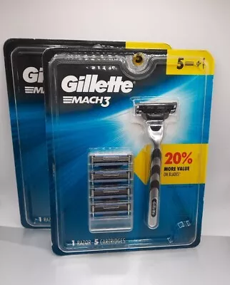 (2) Gillette Mach3 Value Packs 2 Premium Razors PLUS 10 Replacement Cartridges • $19.95