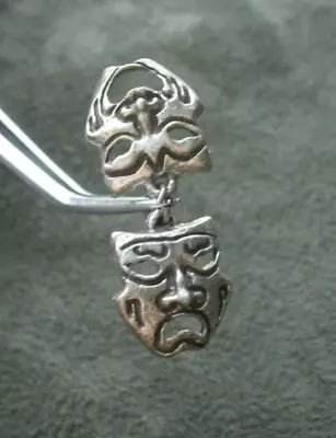 Mardi Gras Canival Theater Masks Vintage Sterling Silver Charm Pendant ~ 3.1g • $26.50