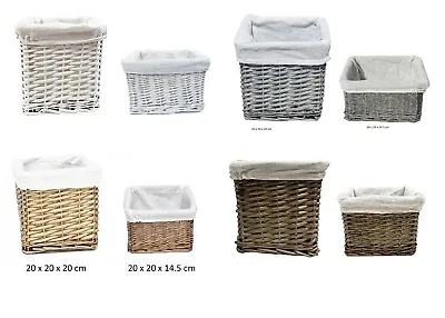 £7.99 • Buy Small Square Wicker Willow Kitchen Kids Playroom Bedroom Office Storage Basket