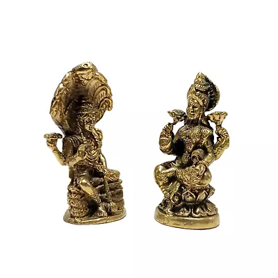 Lakshmi Maa Goddess Lord Vishnu Statue Brass Hindu Deity Of Wealth And Love • $28.88