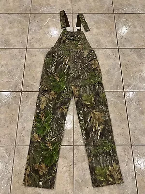 Mens Large MOSSY OAK Obesession Camo Cargo Bib Overalls Hunting Unlined • $12.99