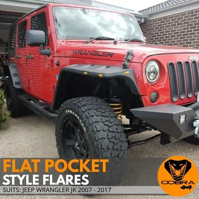 Flat Pocket Style Fender Flares Suits Jeep Wrangler JK 2007-2017 PP Plastic   • $439