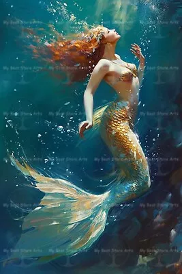 MERMAID FINE ART PRINT Wall Decor Sea Siren Poster Magical Ocean Artwork • $29