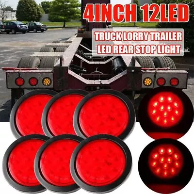 6x 4  Round LED Tail Lights Reverse Blinker Stop Brake Lamp Trailer Truck Lights • $56.99