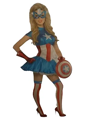 New Marvel Miss Capain America   American Dream  Adult 6 Piece Costume  • $49.90