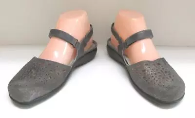 Naot Arataki Gray Shimmer Cutout Leather Sling Backs Close To 7/38 Free Us Ship • $19.95