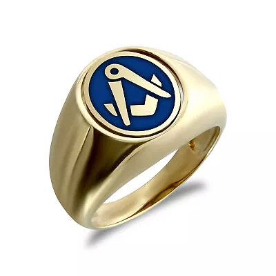 Mens 9ct Gold Mersham Jewels Enamel Swivel Centre Oval Masonic Ring • £542.99