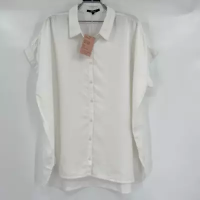 Quince Vintage Wash Tencel Camp Shirt White Sz S NWT Button Front Top • $14.95