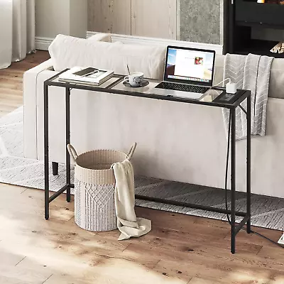 Narrow Console Table Glass Charging Station USB Open Entryway Modern Multi Port • $54.99