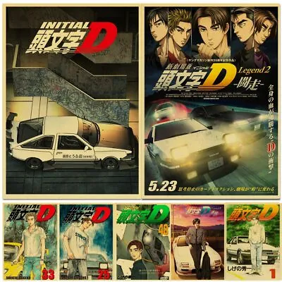 $6.26 • Buy Vintage Initial D Japanese Anime Posters HD Poster Kraft Paper Home Decor Study 
