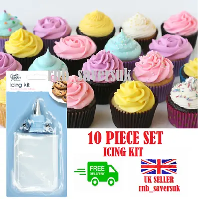 £3.29 • Buy 10PC Cake Decorating Kit Supplies Set Tools Piping Tips Pastry Icing Bag Nozzles
