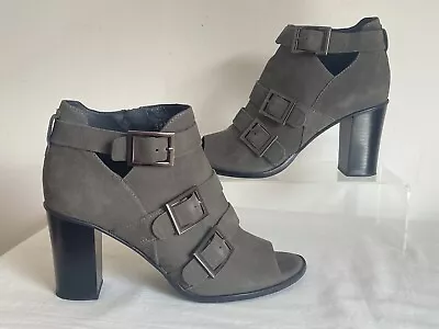 Mint Velvet Grey Buckle Detail Open Toe Heel Shoes Sz 38 • £9.99