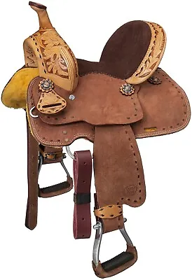 8  Miniature Horse Western Saddle - Roughout & Tooled Leather Reno By Royal King • $204.32