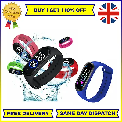 Silicone Digital LED Splashproof Sports Watch Boys Girls Kids Children’s Watches • £4.30