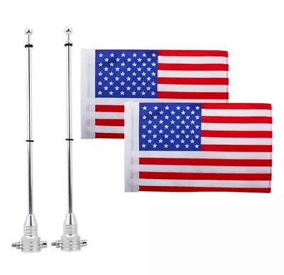 2PCS Motorcycle American USA Flag Pole Flagpole Luggage Rack Mount For Harley • $28.59