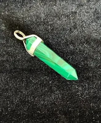 Sterling Silver 925 MALACHITE PRISM Pendant Only 1.63  Long 6.2G • $9.95