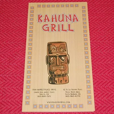 $16 • Buy Menu Kahuna Grill Tiki & Surfer Restaurant In Goleta & Santa Barbara, California