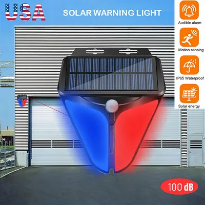 Solar Alarm LED Light Strobe Lamp Wireless Motion Sensor Detector Outdoor 100db • $10.99