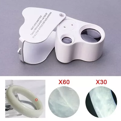 £5.79 • Buy Jewellers Eye Jewelry Lens Glass Loupe 30X 60X Magnifier Magnifying LED Light Ku