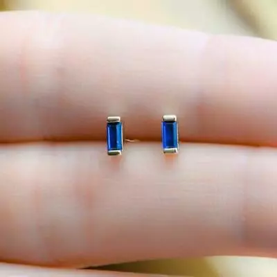 1Ct Baguette Cut Lab-Created Sapphire Women's Earrings In 14K Yellow Gold Plated • $13.74