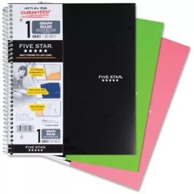 Five Star Wirebound Notebook 4 Sq/in Quadrille Rule 11 X 8.5 White 100 Sheet • $24.34