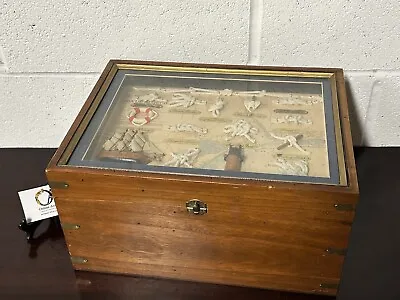 Vintage Nauticalia Nautical Sailors Knots & Ship Display Showcase Storage Box • £85