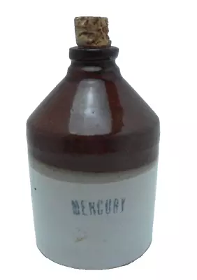 Vintage Stoneware Mercury Bottle Jug With Cork • $18.99