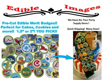 Pick Your Own Boy Scout Merit Badges EDIBLE Images Pre-Cut Merit Badges Sash • $9.99