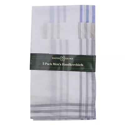 Pack Of 5 Large Mens Hankies Handkerchiefs Hanky White Coloured Borders Cotton • £3.99