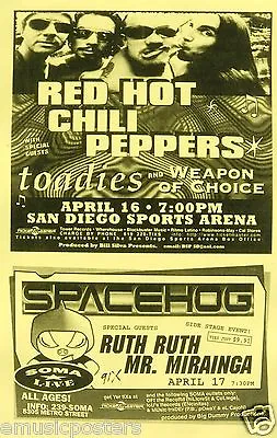 $14.51 • Buy Red Hot Chili Peppers /the Toadies & Spacehog 1995 San Diego Concert Tour Poster