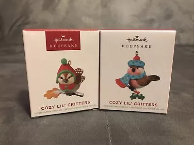 Lot 2 Hallmark Mini Cozy Lil’ Critters  Miniature Keepsake Ornament 2023 2021 • $13.95