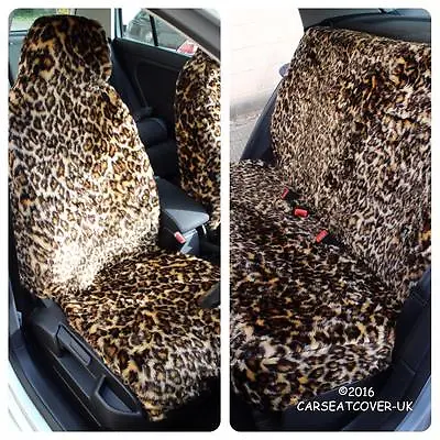For Mitsubishi EVO X  - LEOPARD Faux Fur Furry Car Seat Covers - Full Set • $154.73