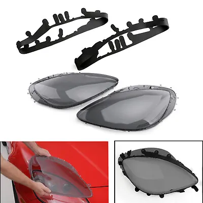 Smoke Headlight Lens Replacement Covers Black Gaskets Kit For 05-13 C6 Corvette • $89.87