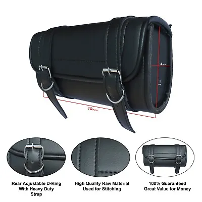 Defy™ Motorcycle Tool Bag Handlebar Saddle Bag Pu Leather Storage Tool Black • $150