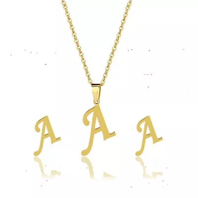 9ct Gold GF  Letter Earring Necklace Set  Initial Personalized Name   CM1 • £24.99