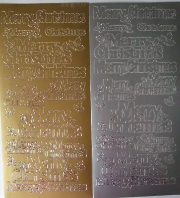 £2.55 • Buy 2 Sheets Mix Large Merry Christmas Peel-offs  Gold + Silver 11 On Each Sheet