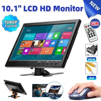 10.1inch HD Security Monitor Mini TV Computer Display PC Display BNC AV VGA HDMI • £42.99