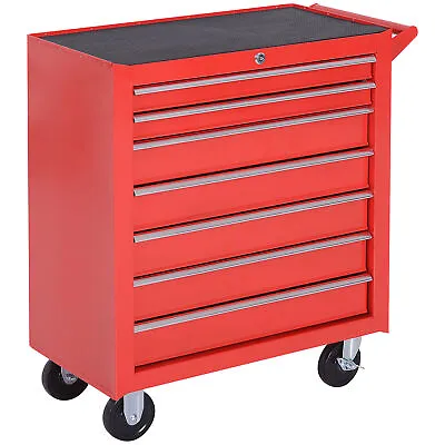 DURHAND Roller Tool Cabinet Storage Chest Box Garage Workshop 7 Drawers Red • $157.89