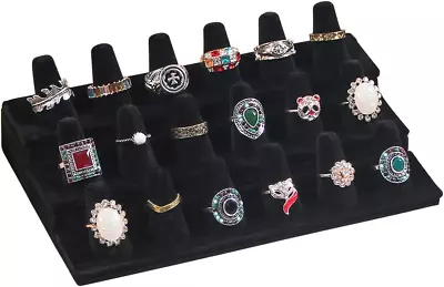 18 Fingers Ring Display Stand Black Velvet Rings Holder For Jewelry Storage Draw • $23.94