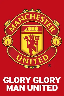 Glory Glory Manchester United Team Crest Poster 24'x36  Officially Licensed • $19.95