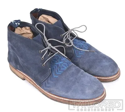 MISSONI Chukka Blue Suede Leather Gum Sole Shoes Ankle Boots - EU 44 / US 11 • $146.25