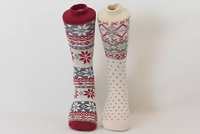 Men's Snowflake Winter Christmas Novelty Crew Socks Shoe Size 6-12.5 • $9.99