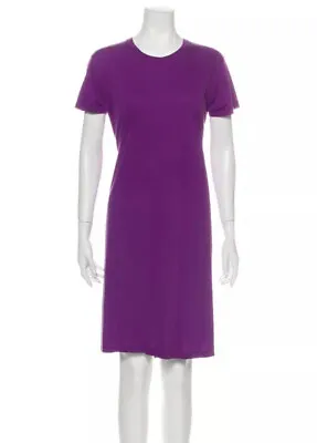 £450.14 • Buy Pre-loved Authentic SAINT LAURENT Size 36  Purple COTTON Crew Neck SHIFT DRESS