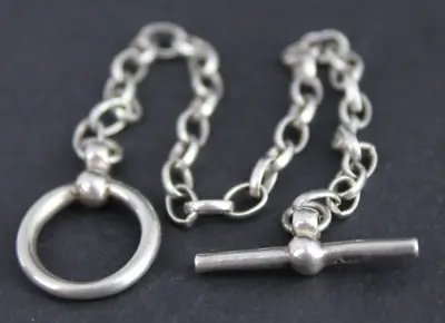 Vintage STERLING SILVER 925 Pocket Watch Chain T-BAR 7.5  7.1g • $119.99
