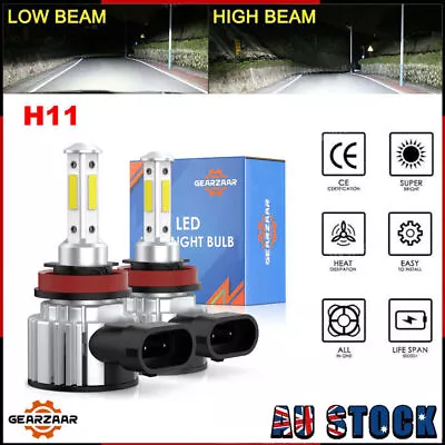 1 Pair H11/H8/H9 LED Headlight Kit Bulbs 2000W 6000K Globe Bulbs High/Low Beam • $12.49