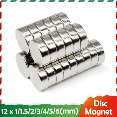 Disc Neodymium Magnets N35/N52 Super Strong Rare Earth Ø 12x1/1.5/2/3/4/5/6mm • $2.96